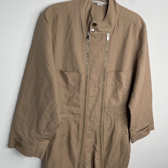 STELLA MCCARTNEY Alma All In One Jumpsuit Sz 38 (US S) Tan Long Sleeve Zip Up - Picture 5 of 13